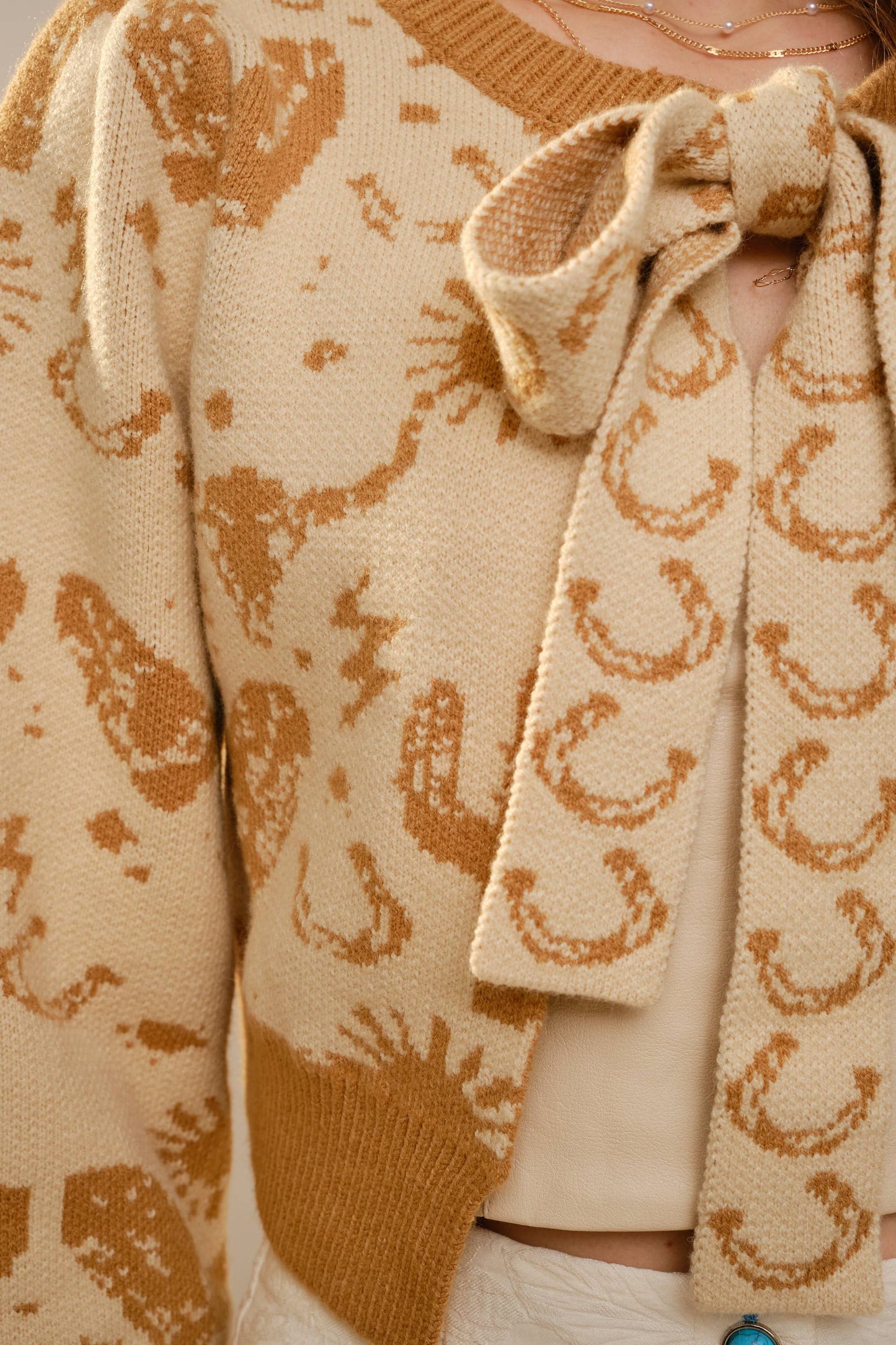 Western Tie Front Cardigan Sweater