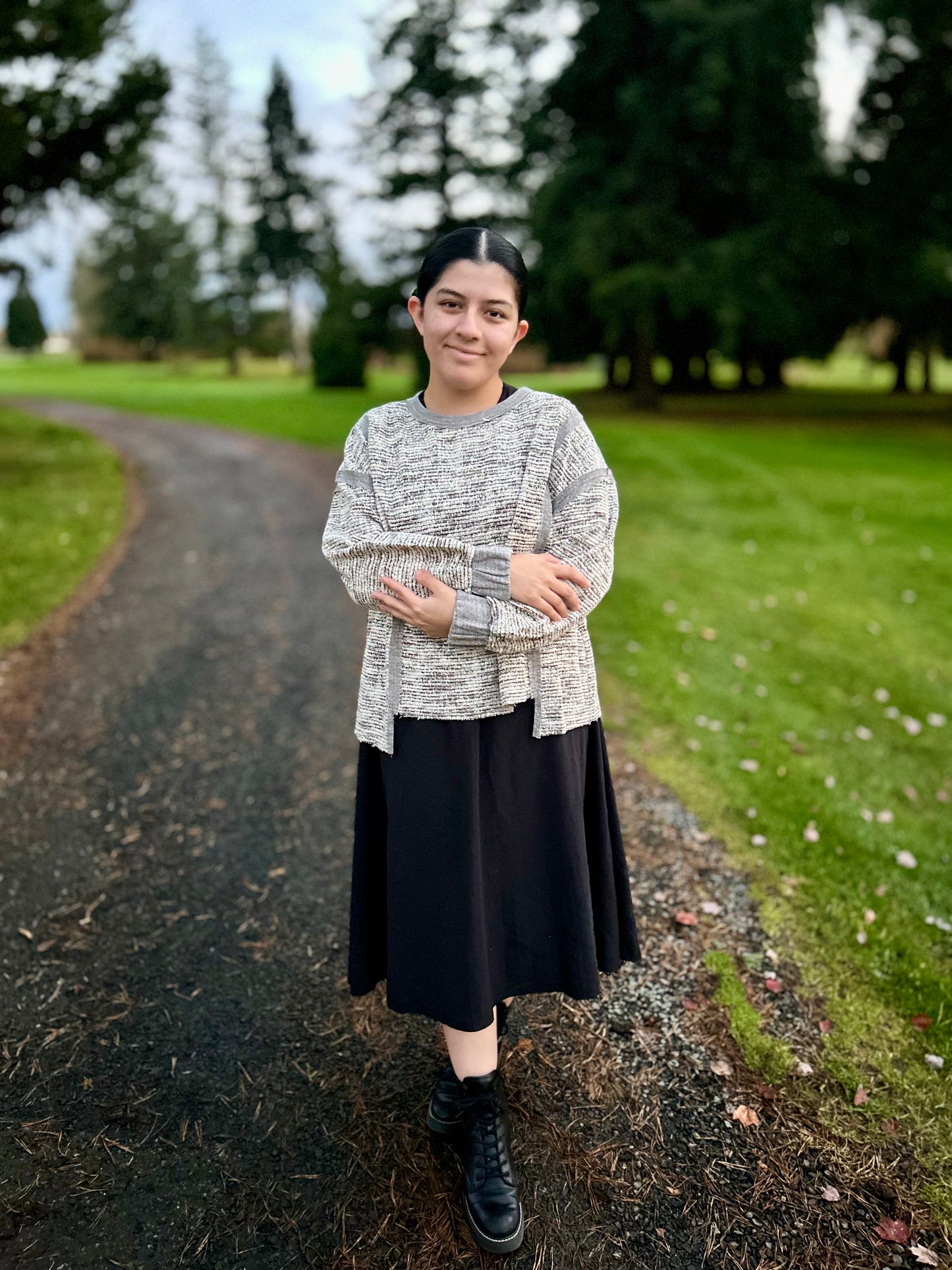 Heathered Jacquard Fabric Pullover Sweater