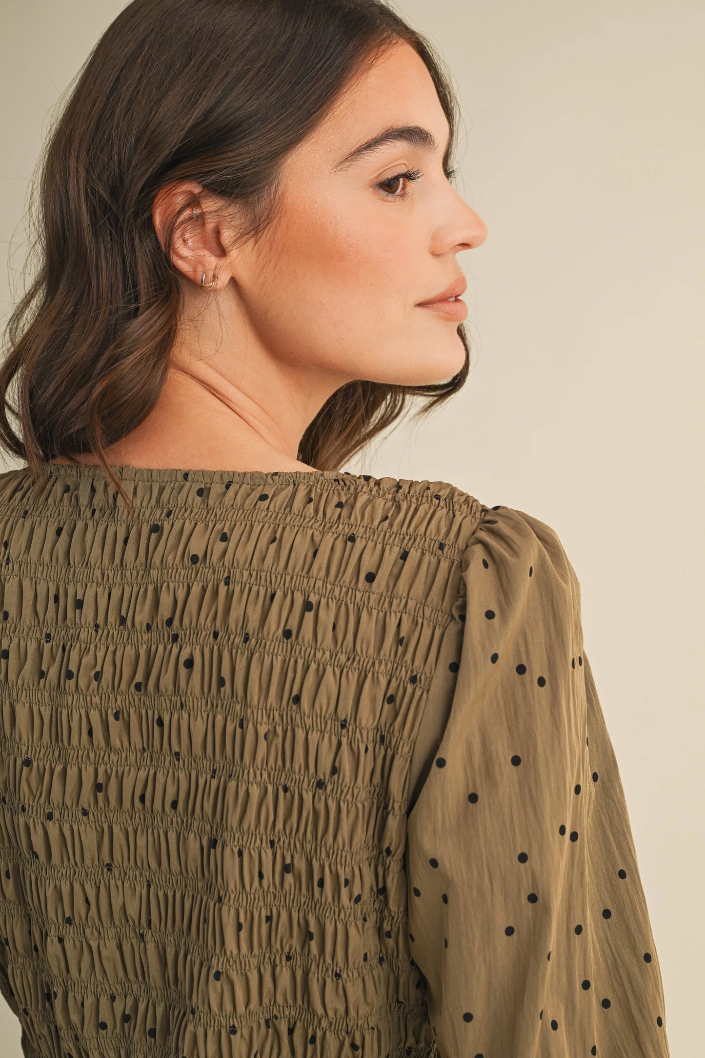 Olive Polka Dot Bow Dress