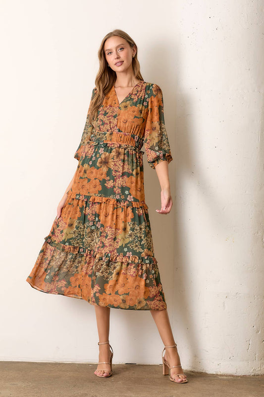 BIG FLORAL PRINT DRESS