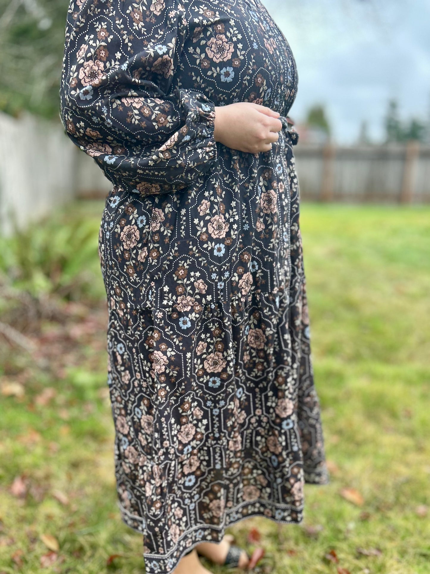 Floral V-Neck Midi Dress