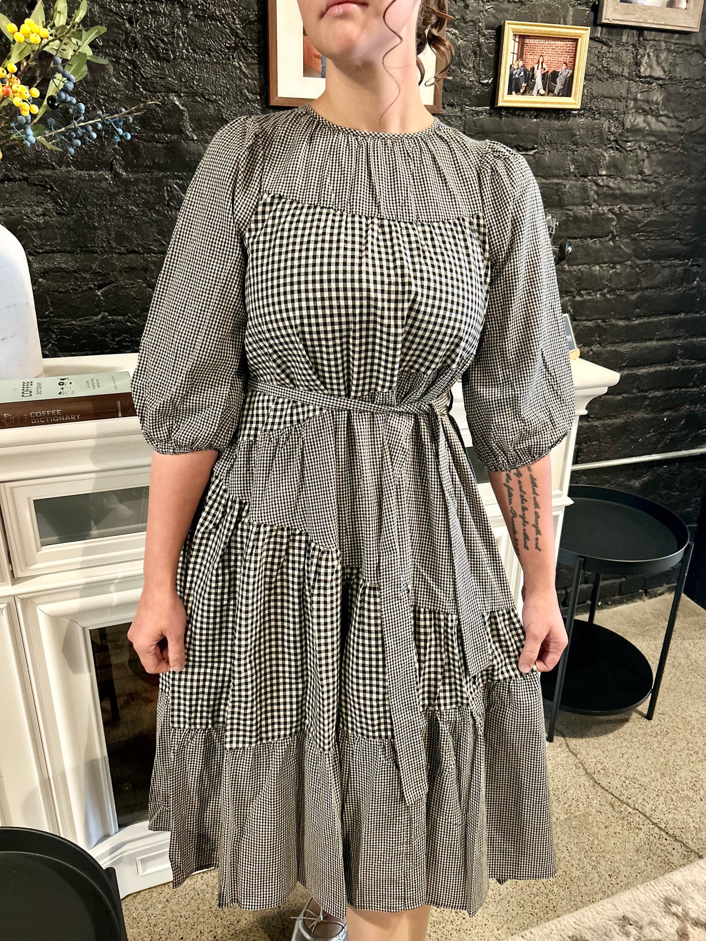 GINGHAM MIDI DRESS