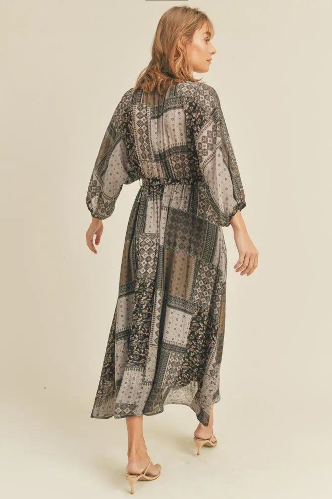 Kimono Ruffle Midi Dress - Multiple Colors