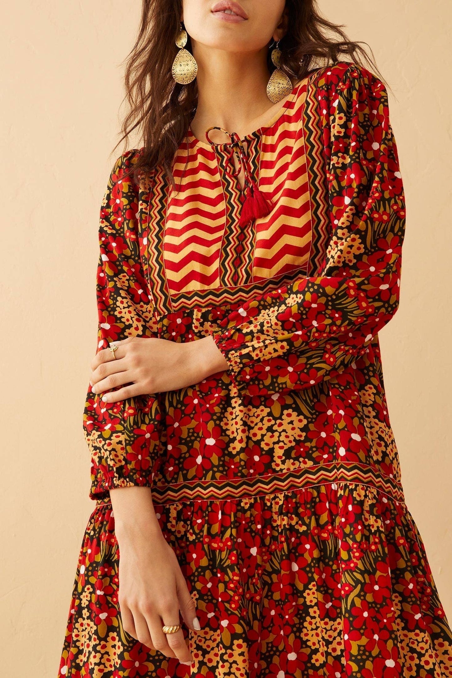 Red Cotton Midi Dress - PRE ORDER