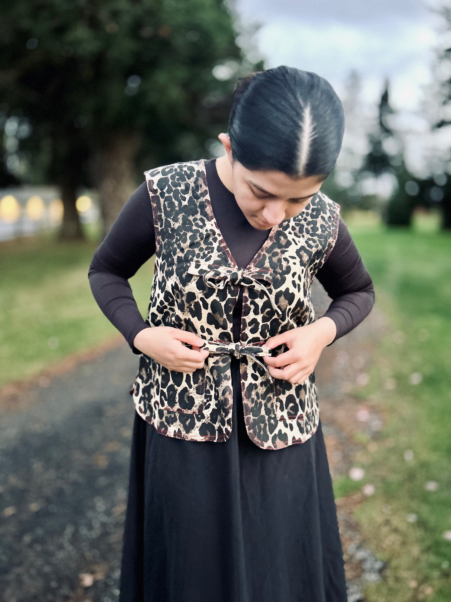 Washed Leopard Printed Vest