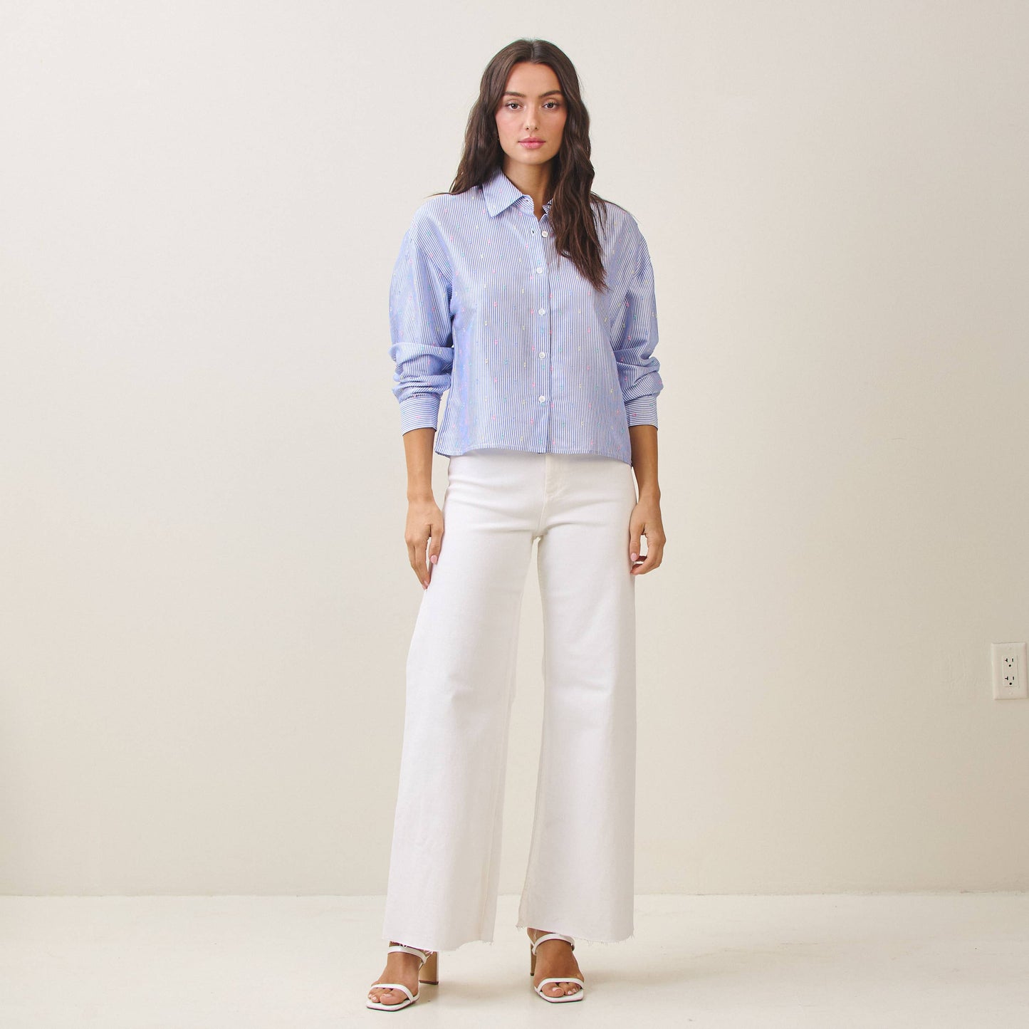 Blue Textured pin stripe shirt
