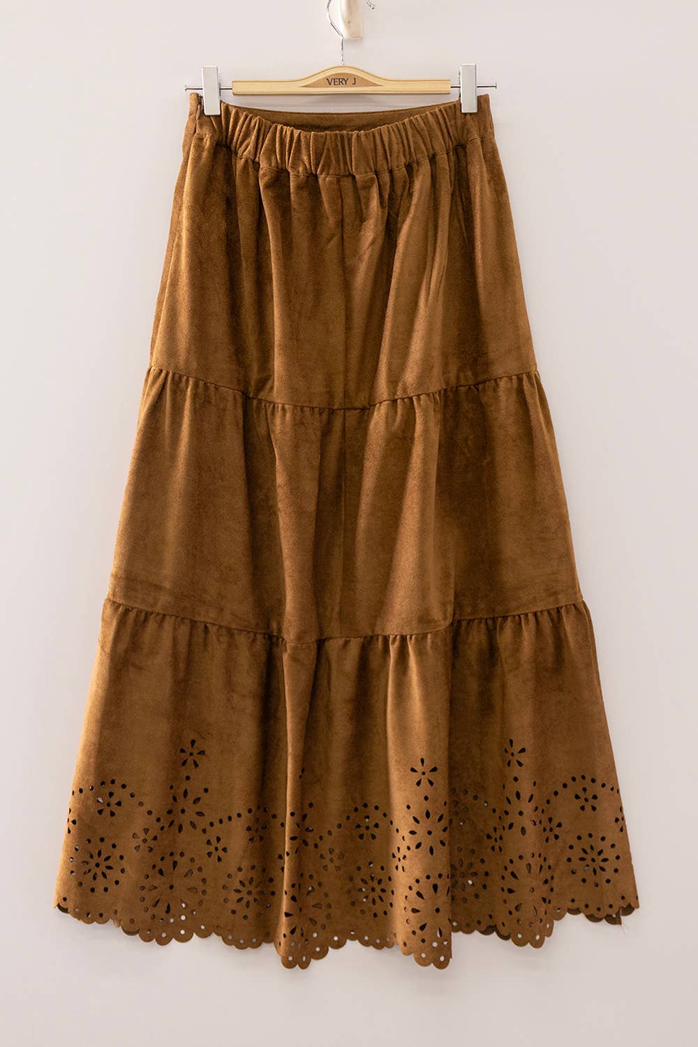 Faux Suede Tiered Midi Skirt - Multiple Colors