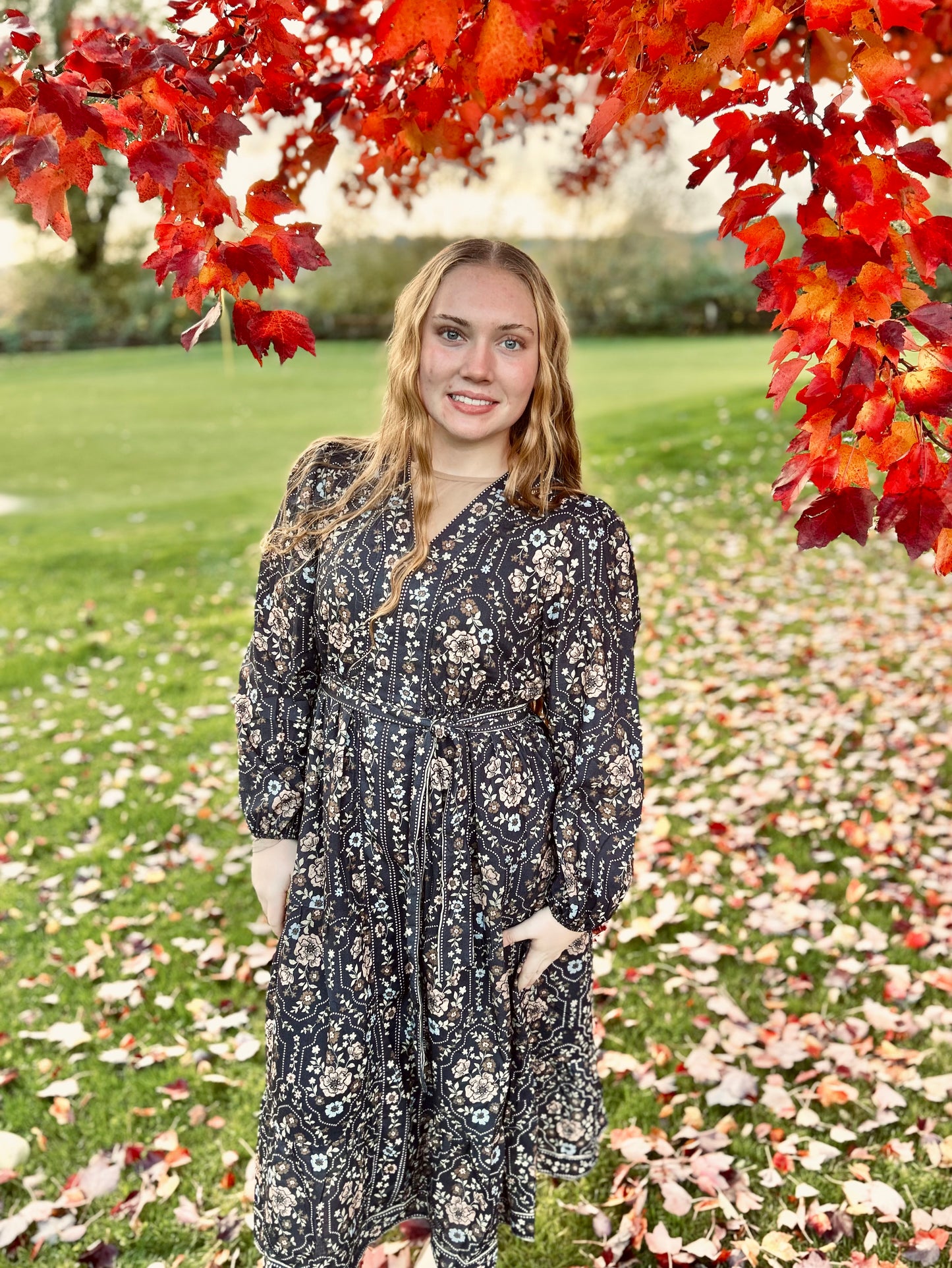 Floral V-Neck Midi Dress