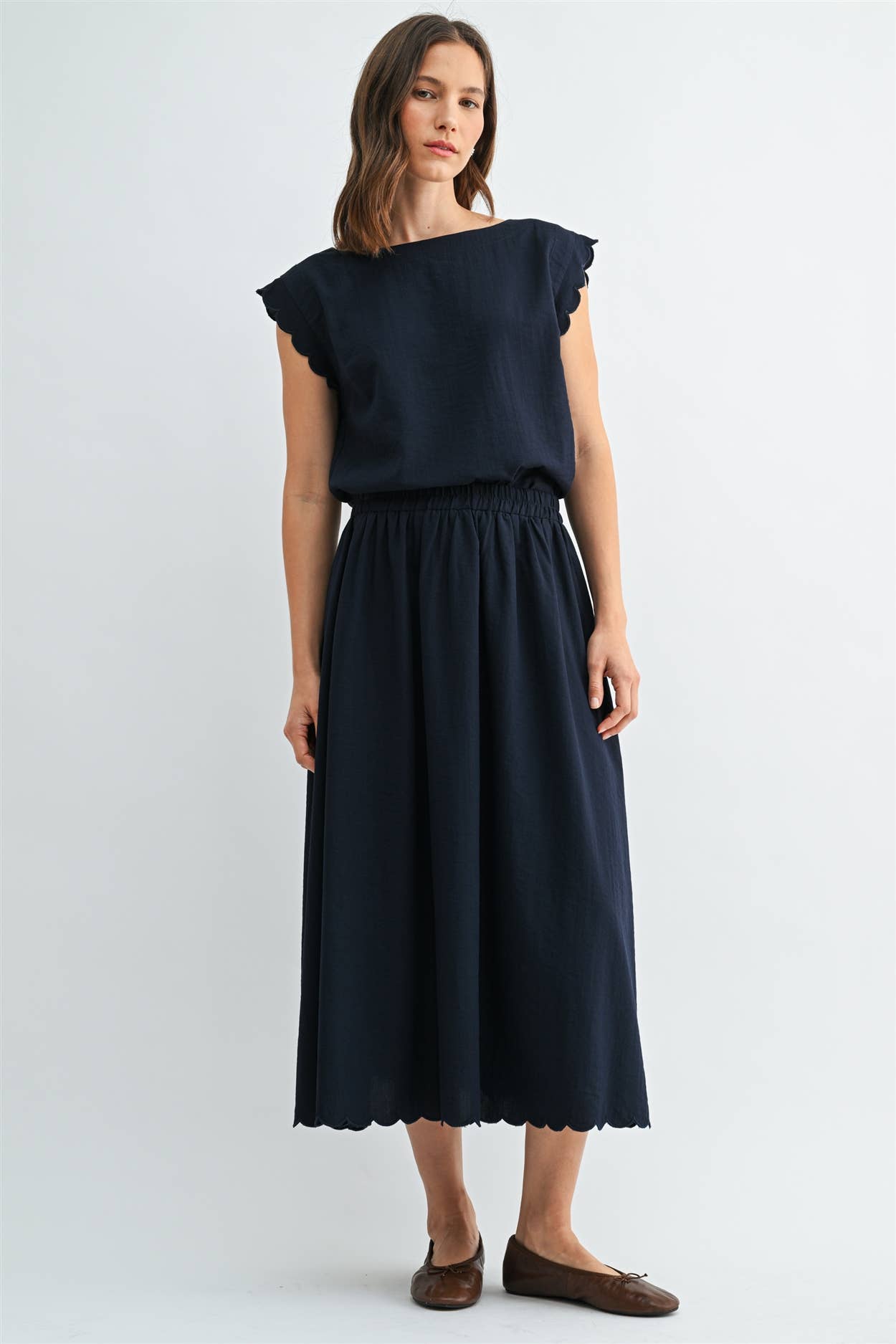 SCALLOP EDGE MAXI SKIRT - PRE ORER