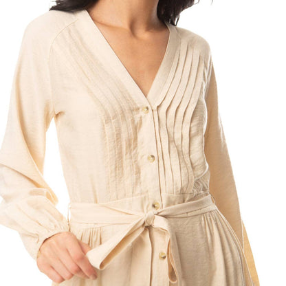 Sand Buttoned Dress