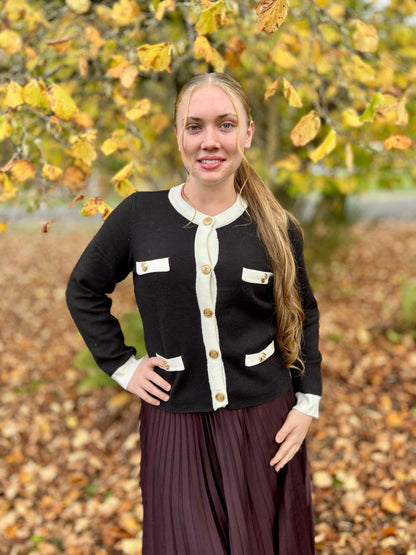 B/W Button Down Sweater