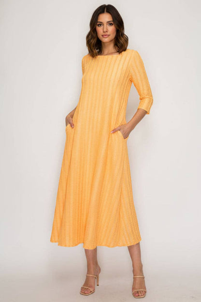 A-LINE SQUARE NECK MIDI DRESS PLUS