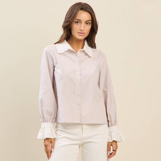 Striped ruffle blouse