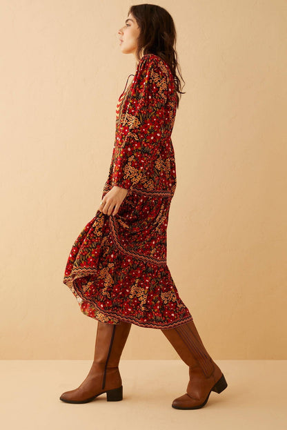 Red Cotton Midi Dress - PRE ORDER