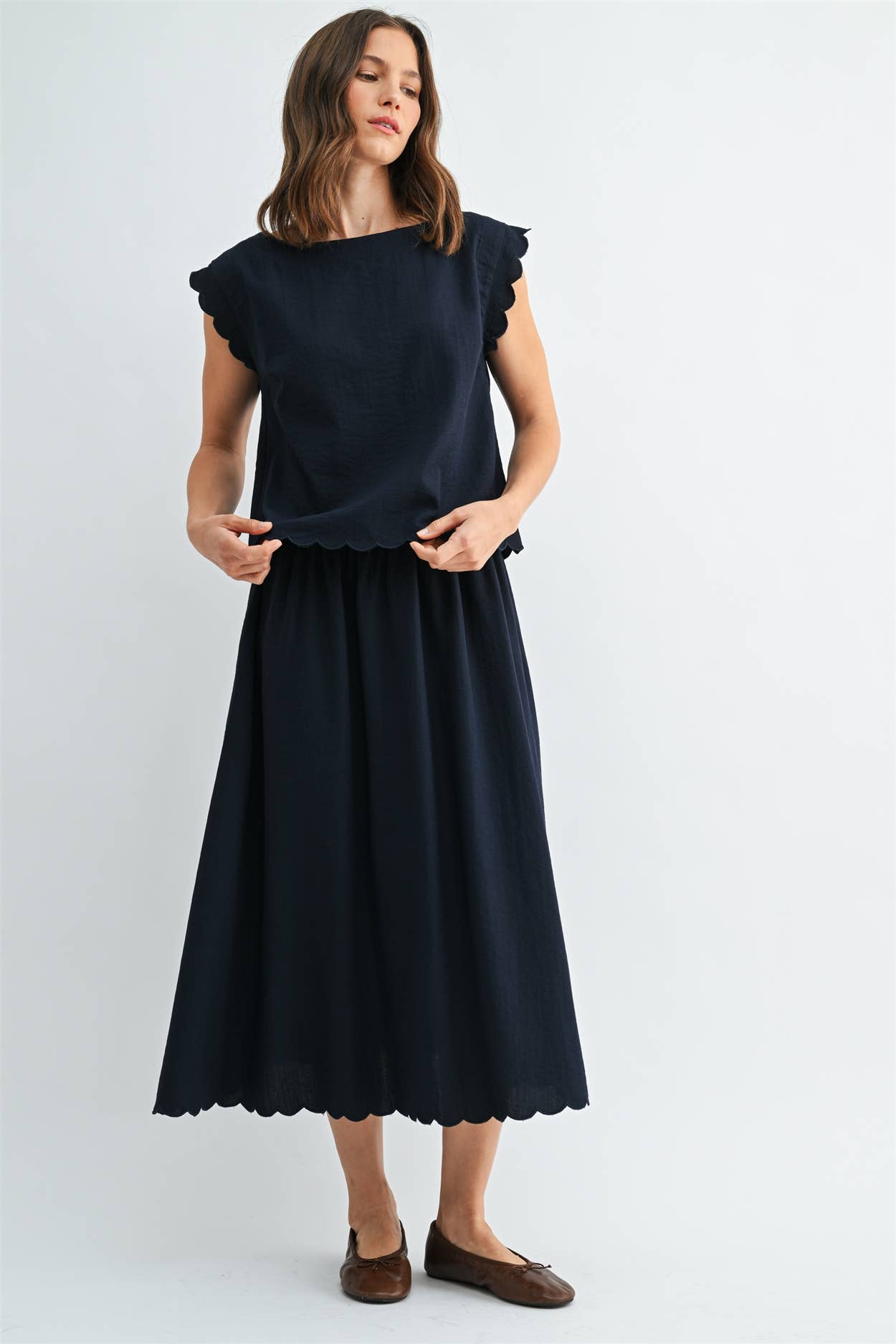 SCALLOP EDGE MAXI SKIRT - PRE ORER