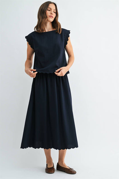 SCALLOP EDGE MAXI SKIRT - PRE ORER