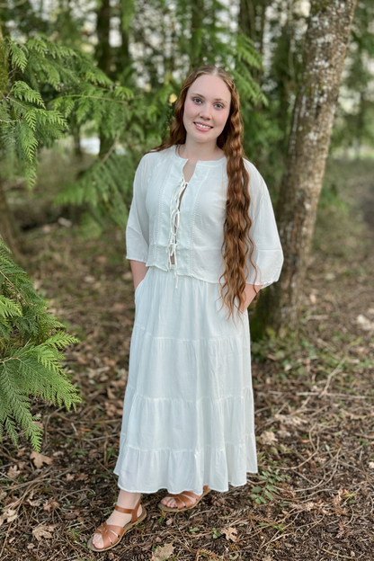 3/4 Sleeve Blouse & Maxi Skirt Set - Multiple Colors