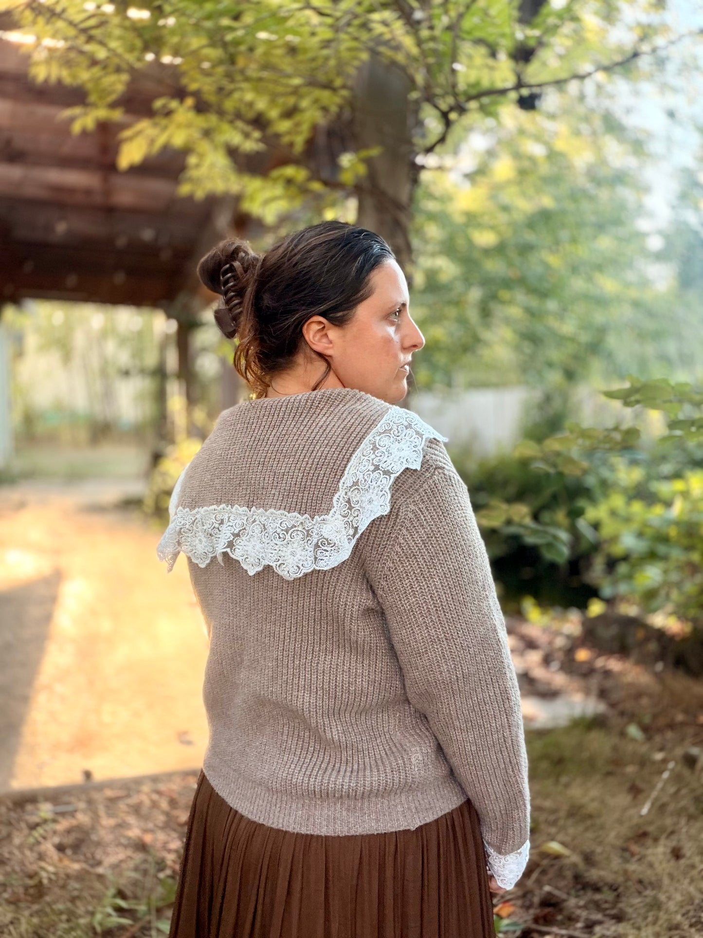 Lace Trim Button Front Cardigan