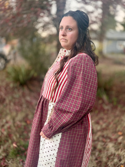 VINTAGE STRIPED POLKADOT MAXI DRESS