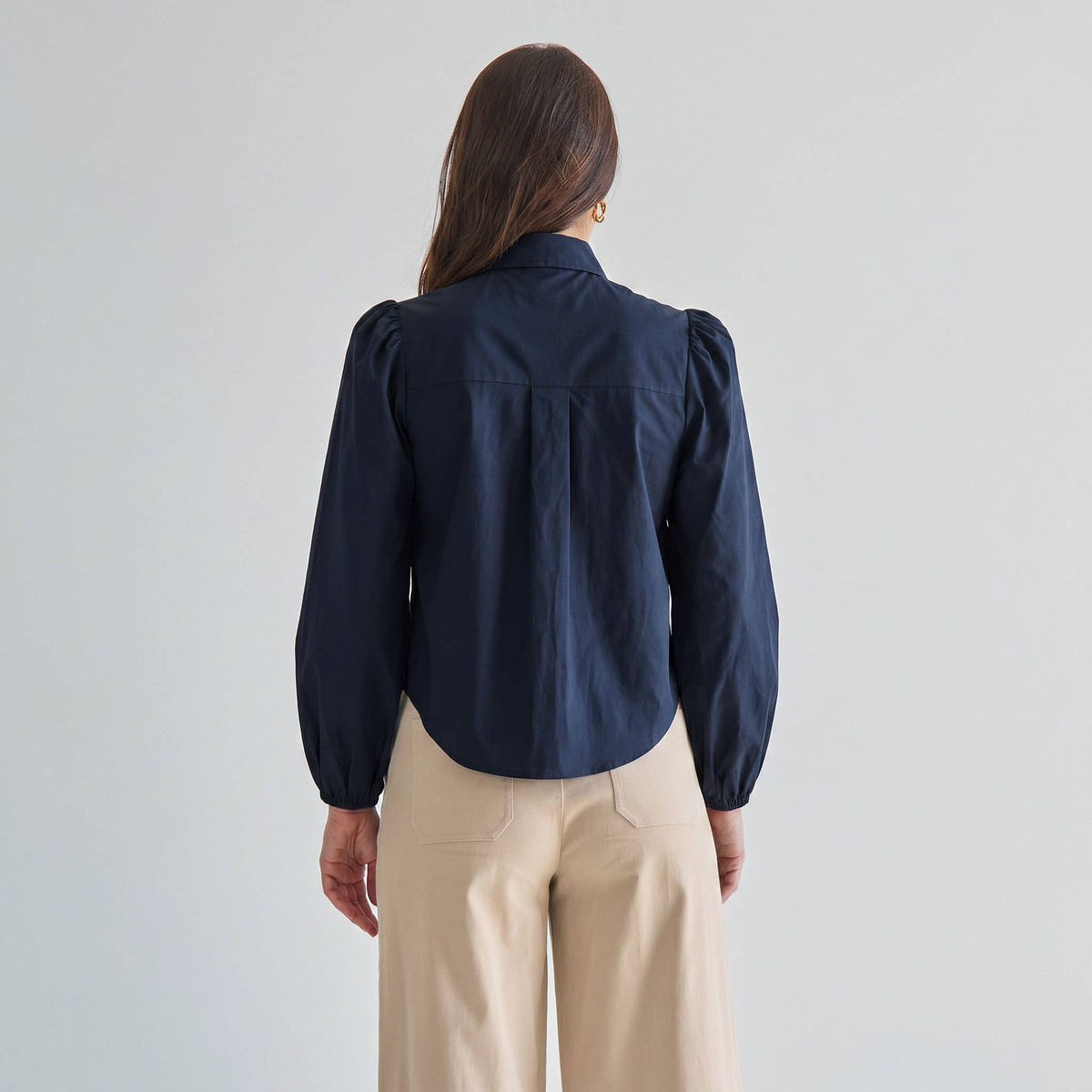 Deep Navy Blue Bow Tie neck blouse