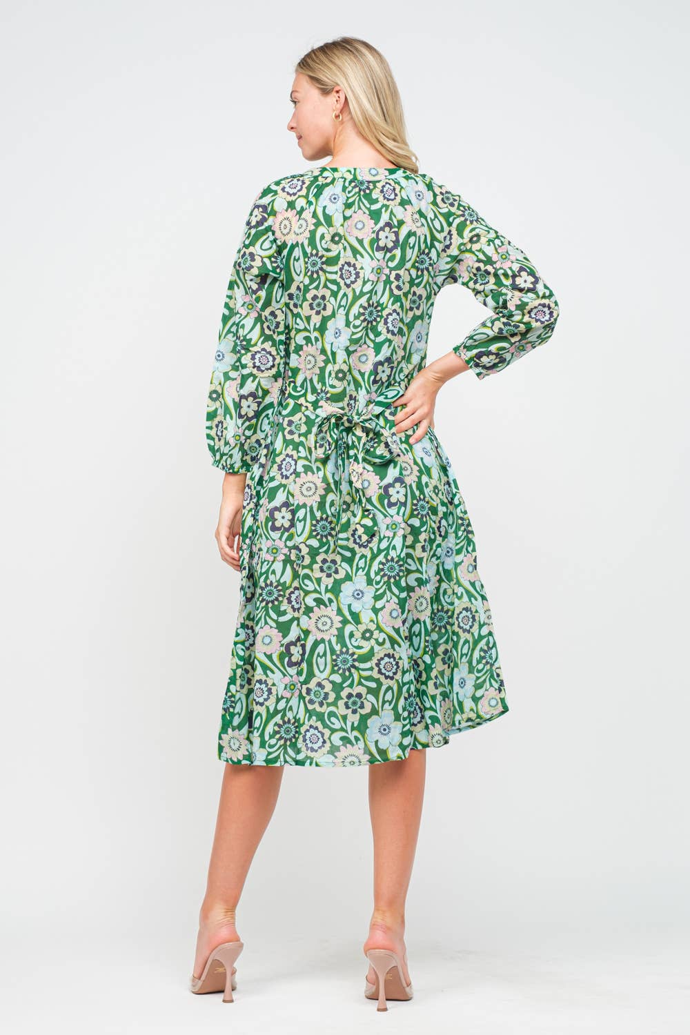 Green Floral Cotton Printed Dress - PRE ORDER