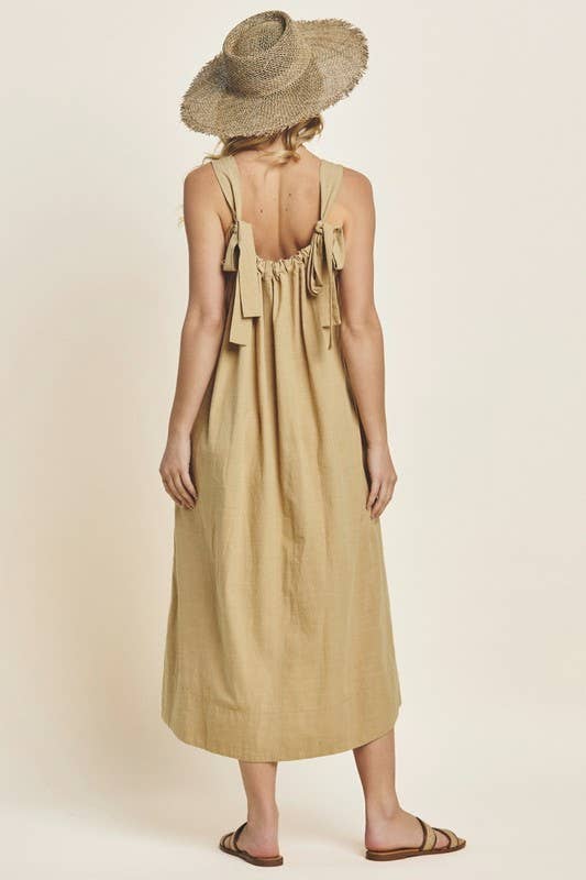 Washed Solid Cotton Midi Dress - PRE ORDER