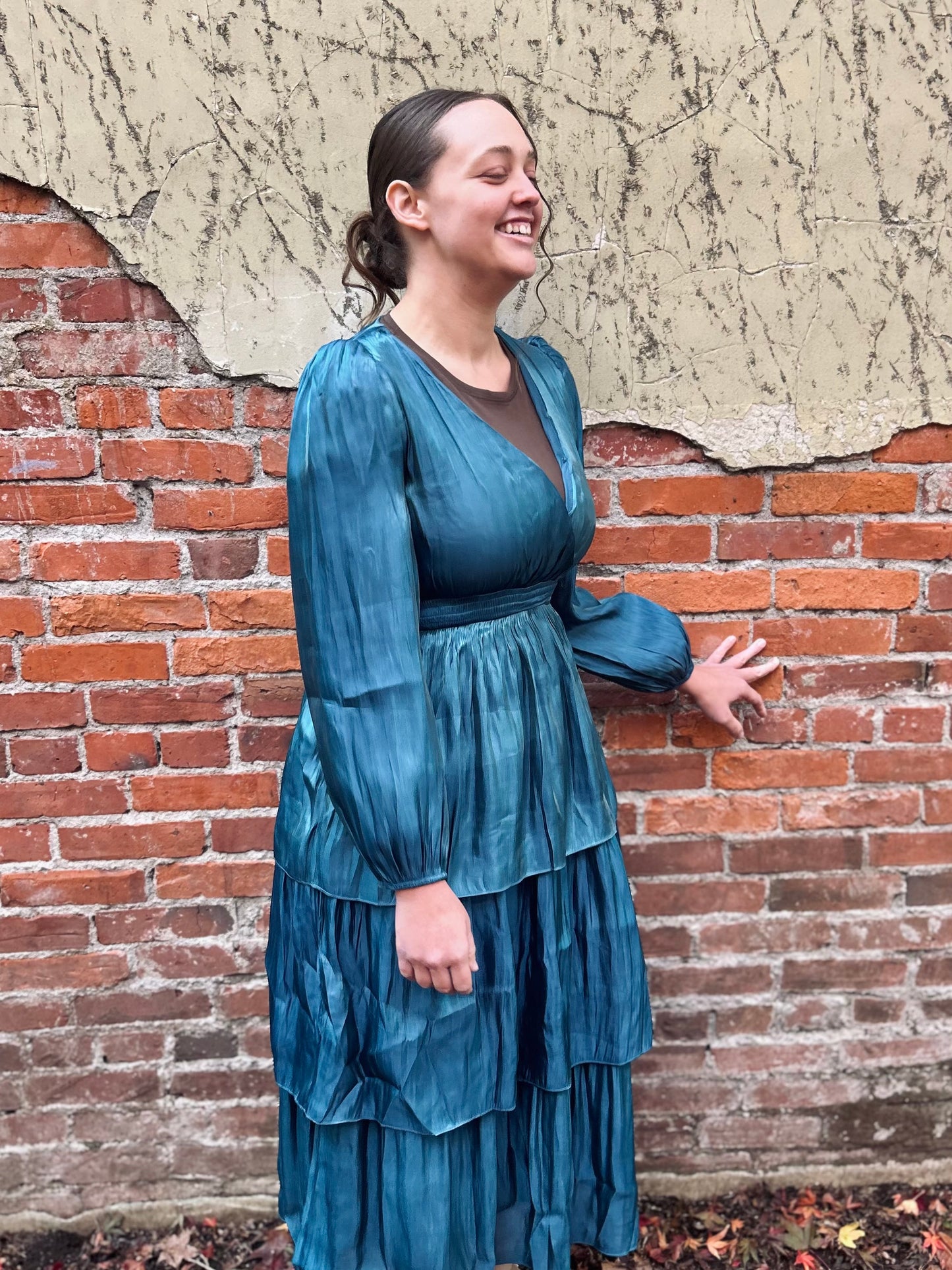 SHEER TIERED MIDI DRESS