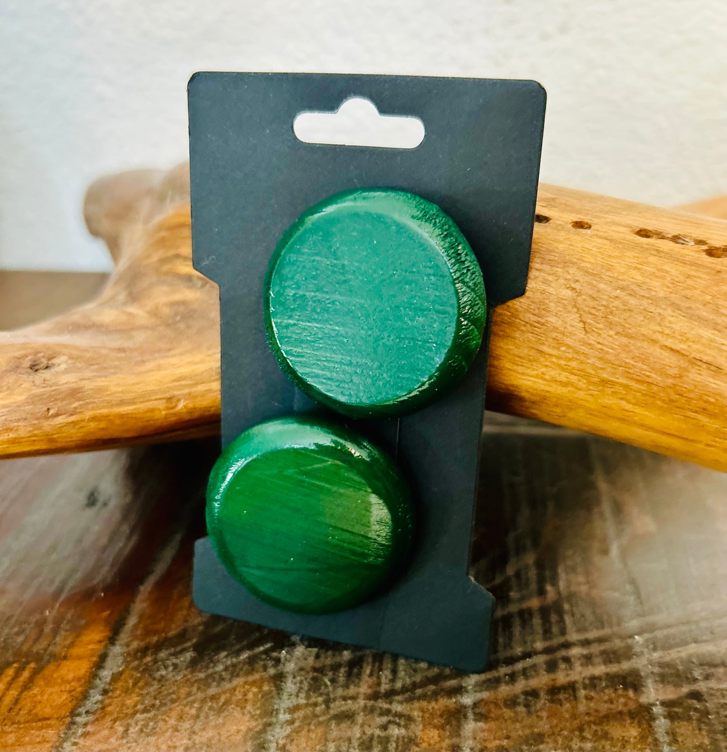 Wood Hair Clips - Green