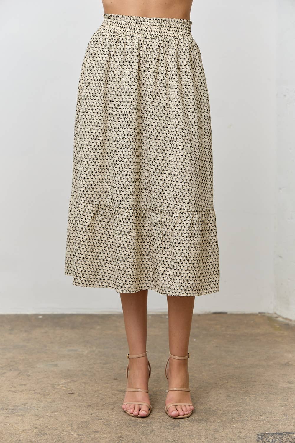 PRINTED SMOCKED BODICE TOP & SKIRT SET