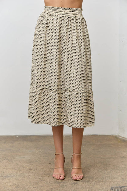 PRINTED SMOCKED BODICE TOP & SKIRT SET