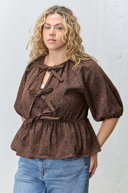 LEOPARD PRINT TOP WITH TIE