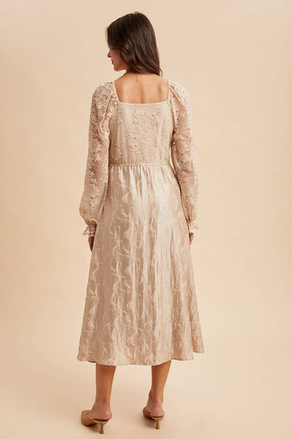 LACE JACQUARD MAXI DRESS