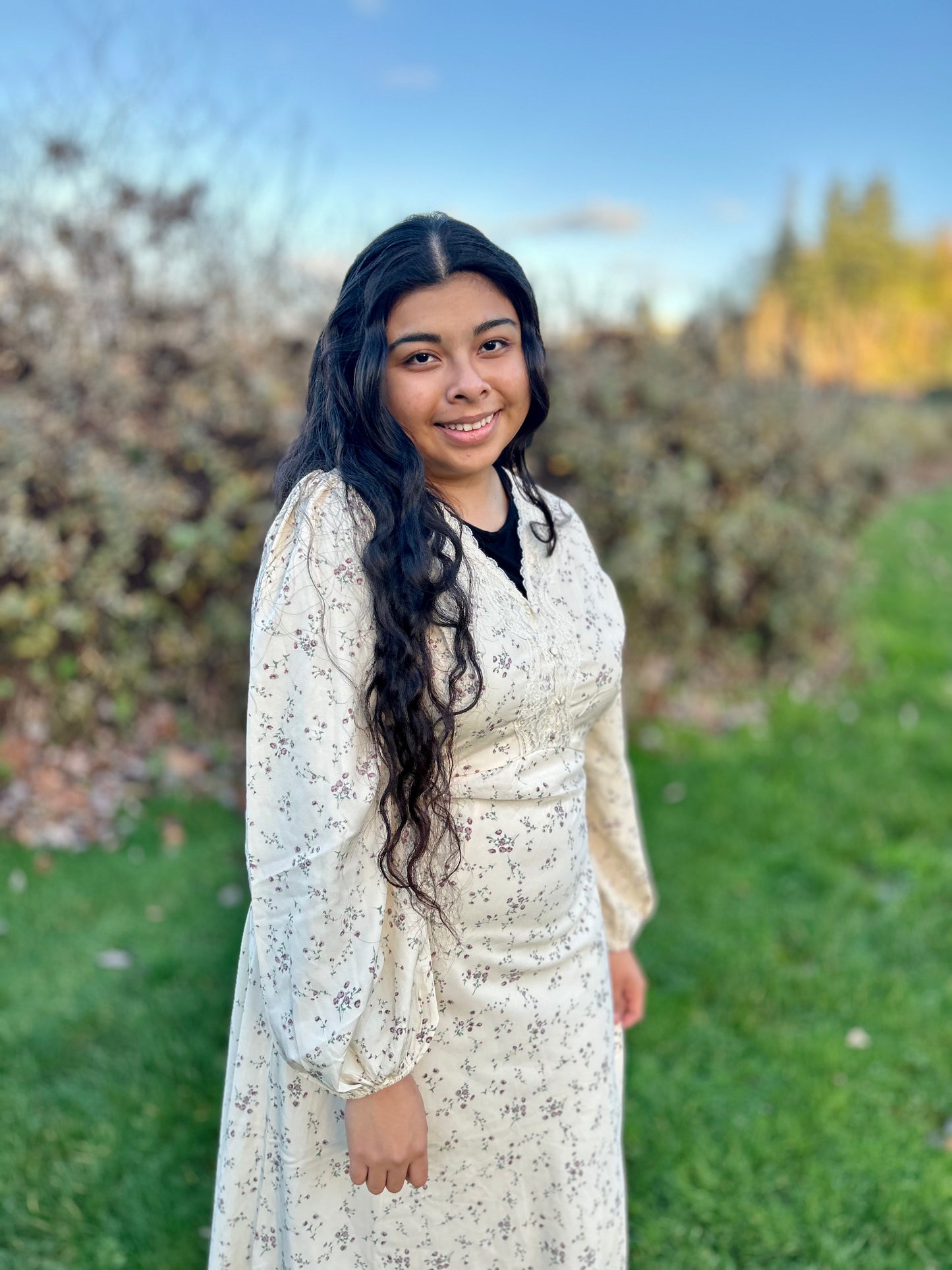 Vintage Floral Lace Trim Dress