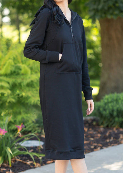Womens Black Hoodie Sweatshirt Dress Fall