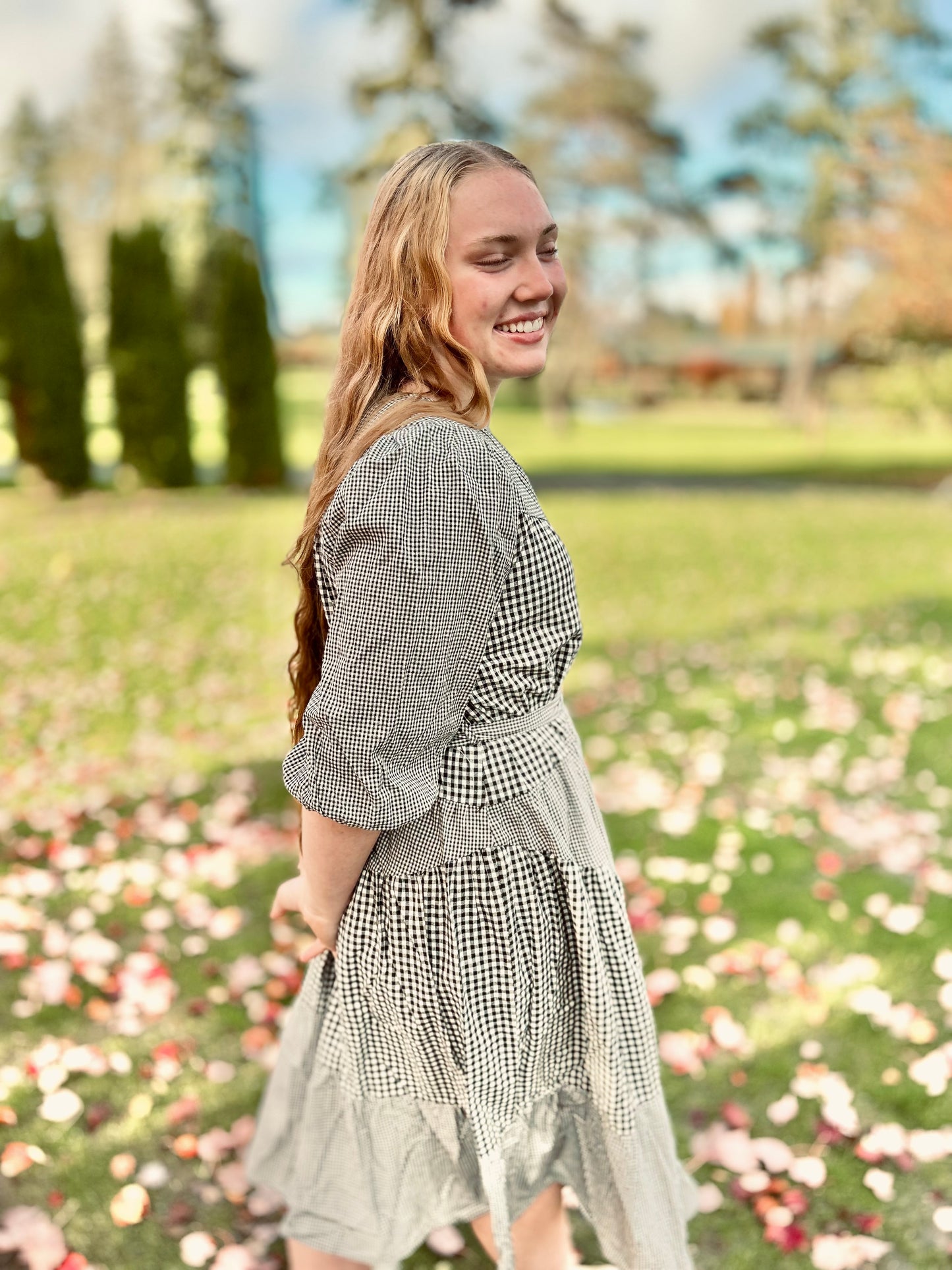 GINGHAM MIDI DRESS