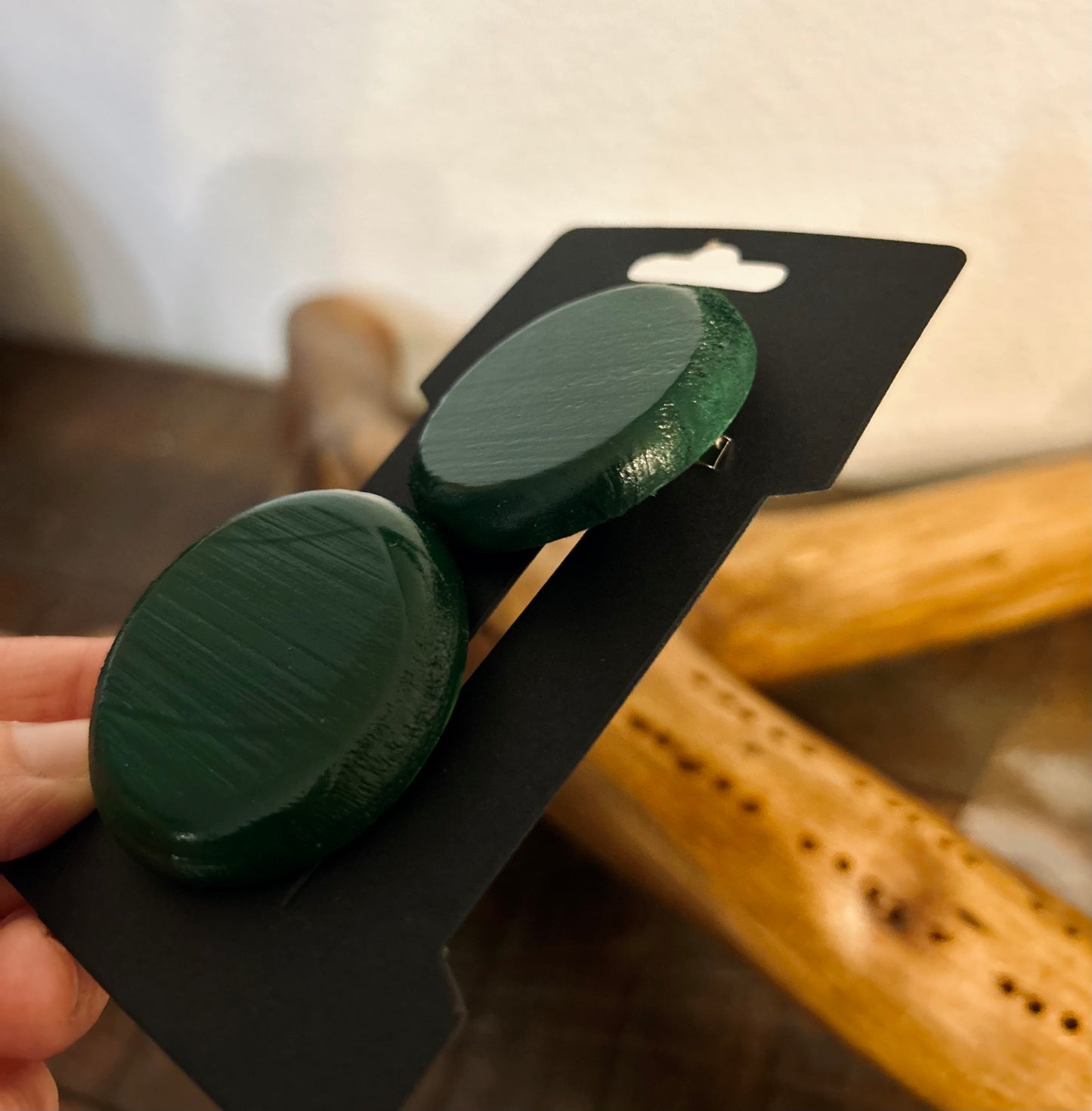 Wood Clip Set- Dark Green