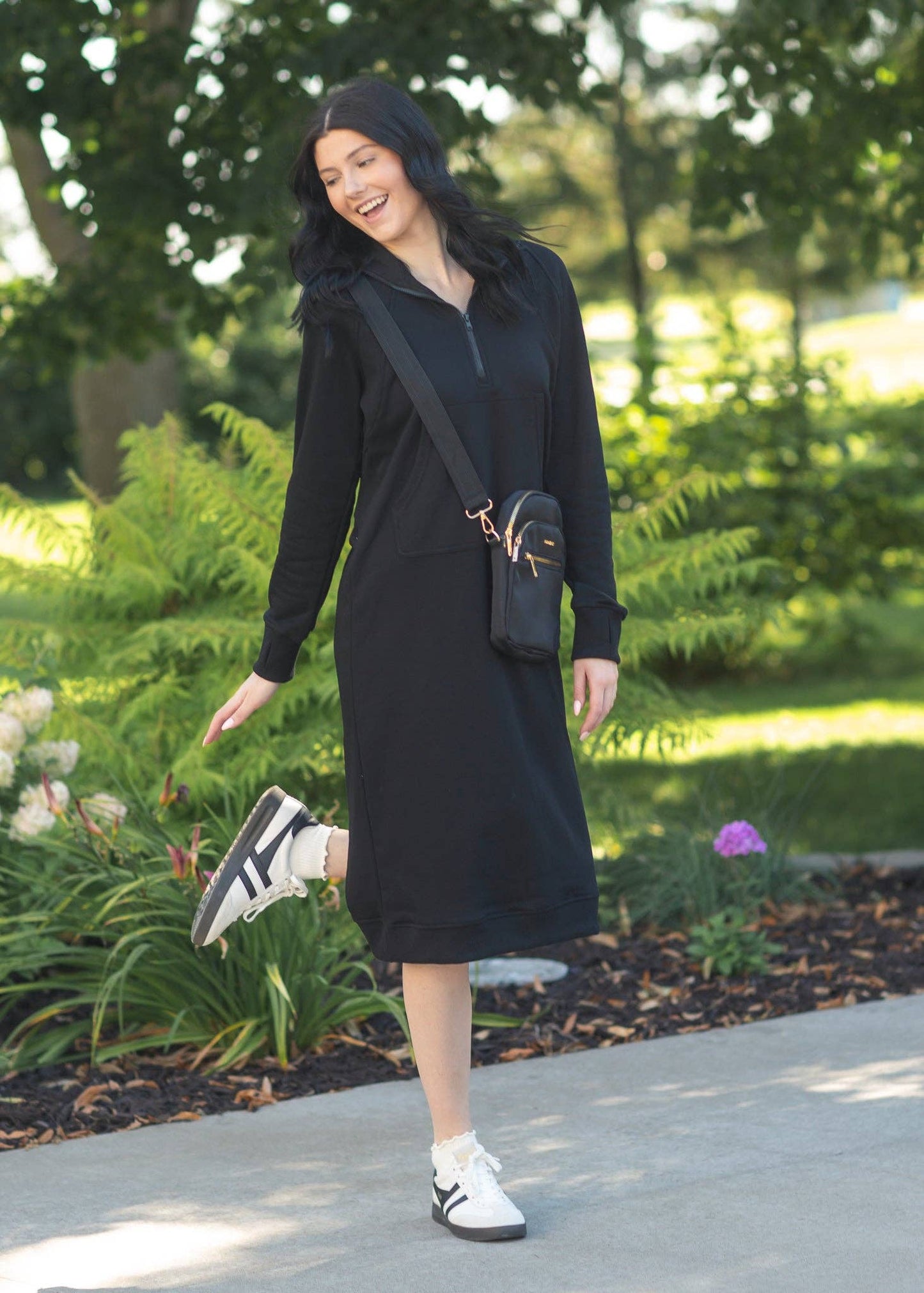 Womens Black Hoodie Sweatshirt Dress Fall