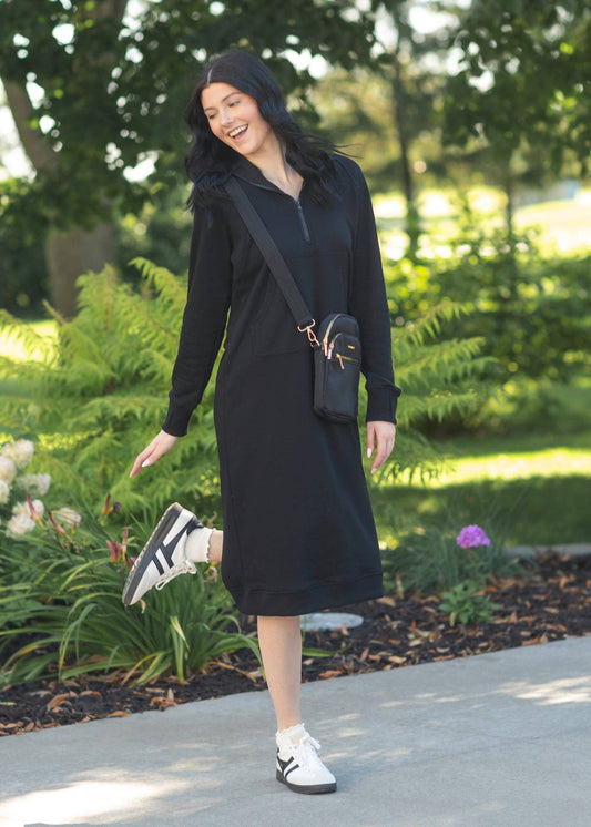 Womens Black Hoodie Sweatshirt Dress Fall