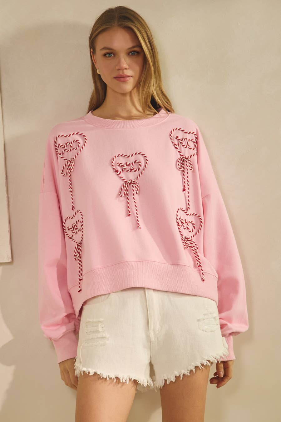 Pink Heart French Terry Pullover