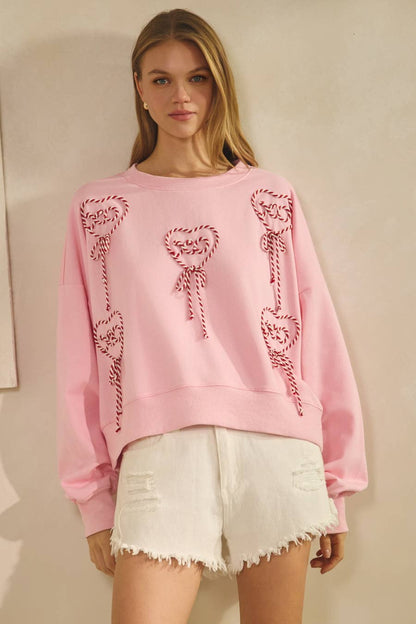 Pink Heart French Terry Pullover