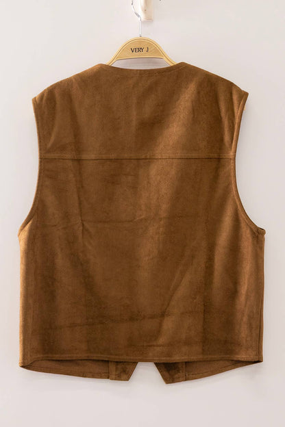 Soft Faux Suede V-Neck Vest
