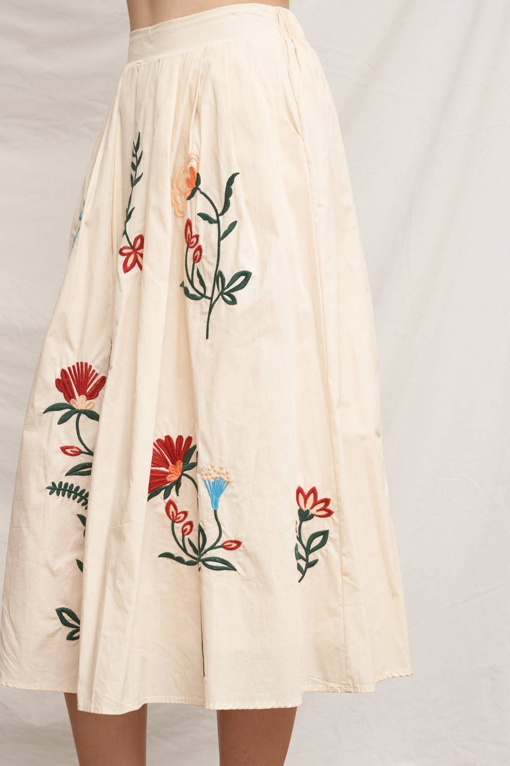 Floral Embroidered Midi Skirt & Top Set