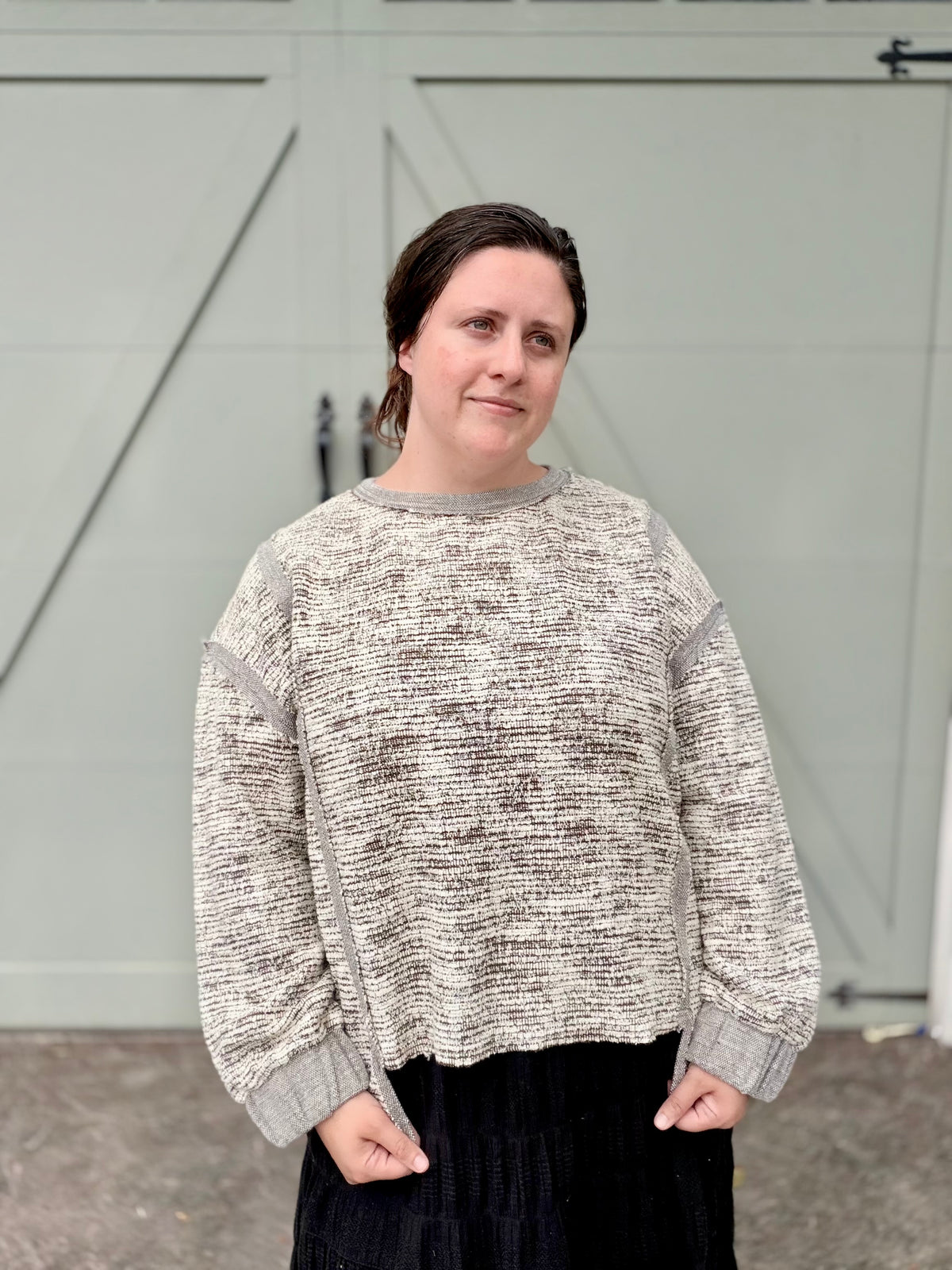 Distressed Raw Hem Sweater Top