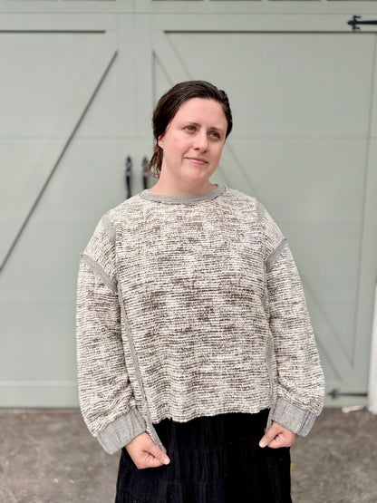 Distressed Raw Hem Sweater Top