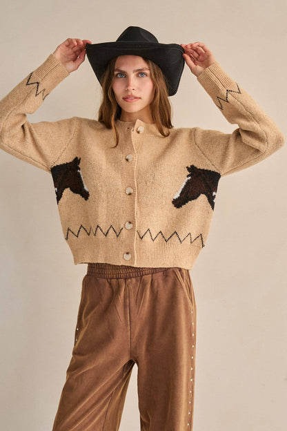 PLUS SIZE HORSE POINT KNIT CARDIGAN