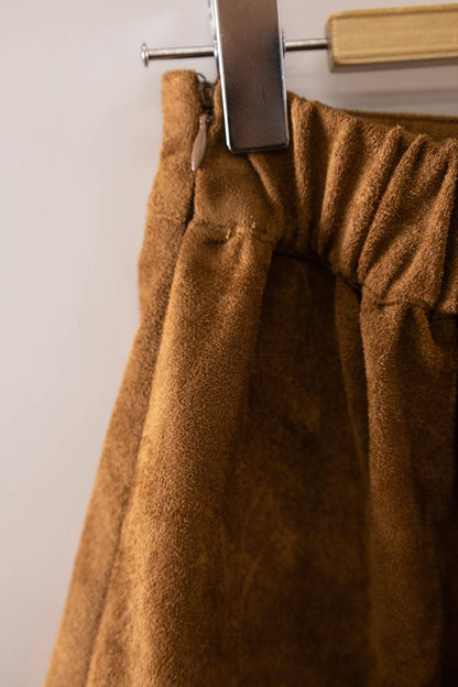 Faux Suede Tiered Midi Skirt - Multiple Colors