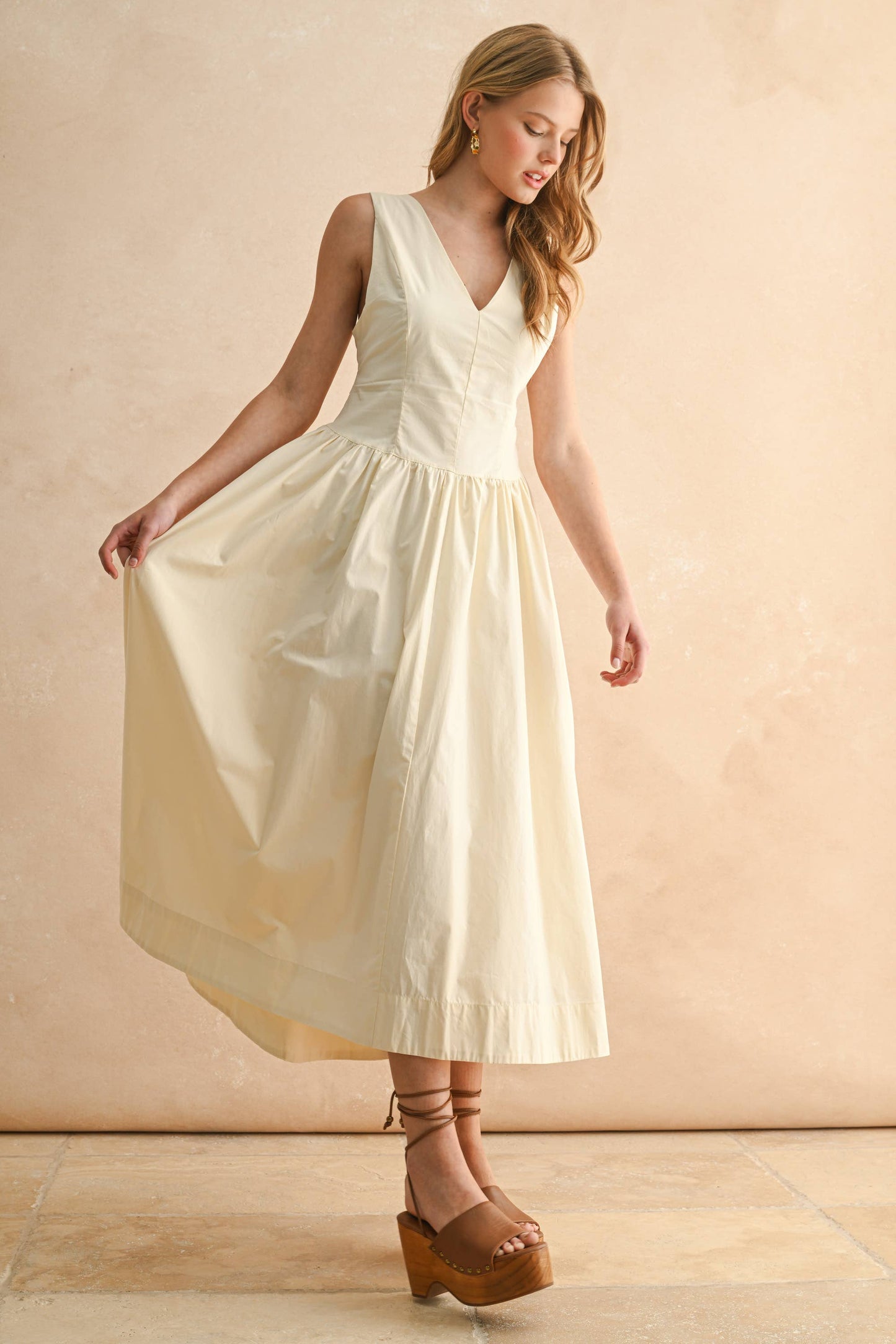 COTTON BOW DETAIL WOVEN DRESS - PRE ORDER