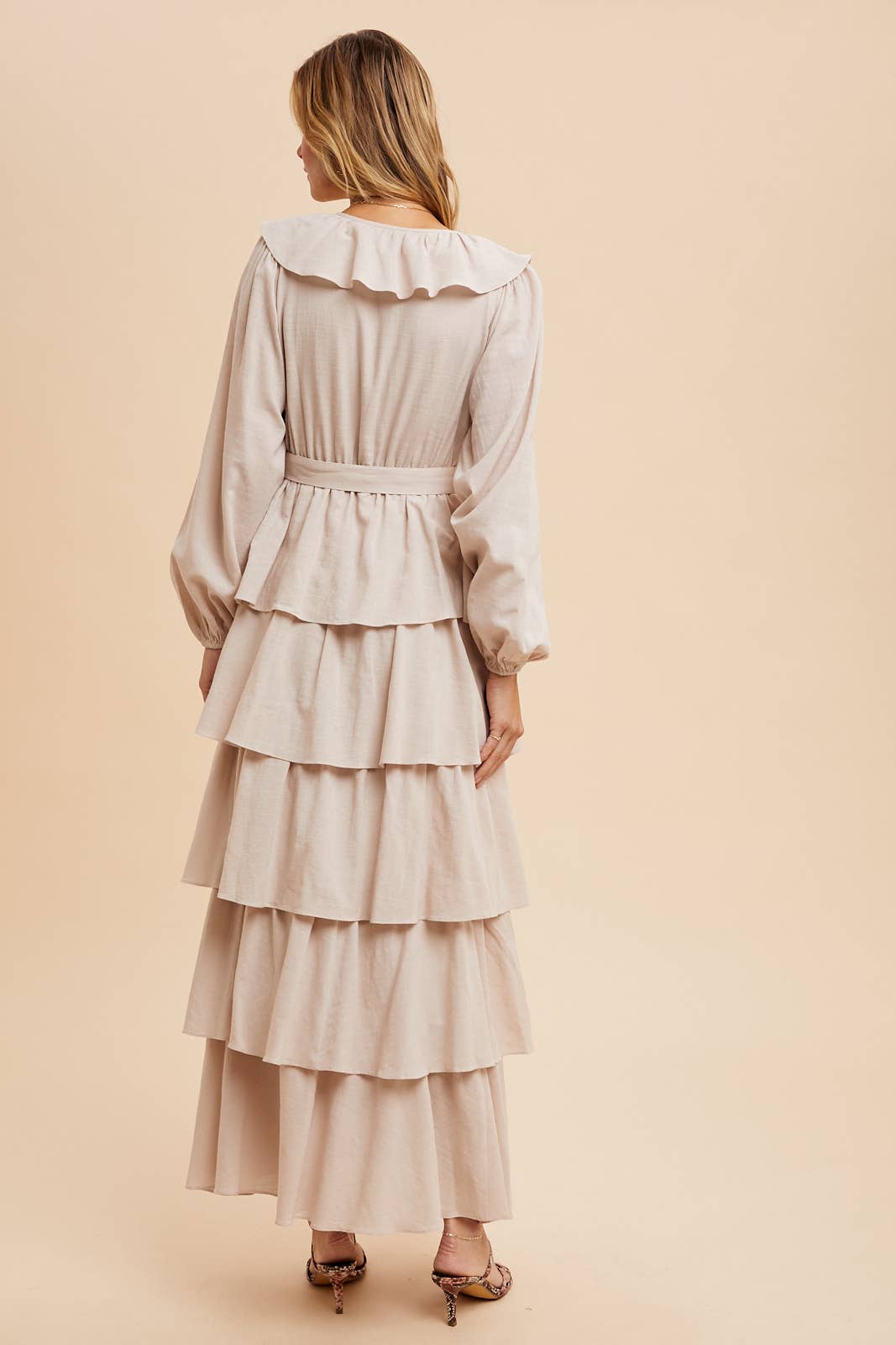 COTTON TIERED RUFFLE MAXI DRESS