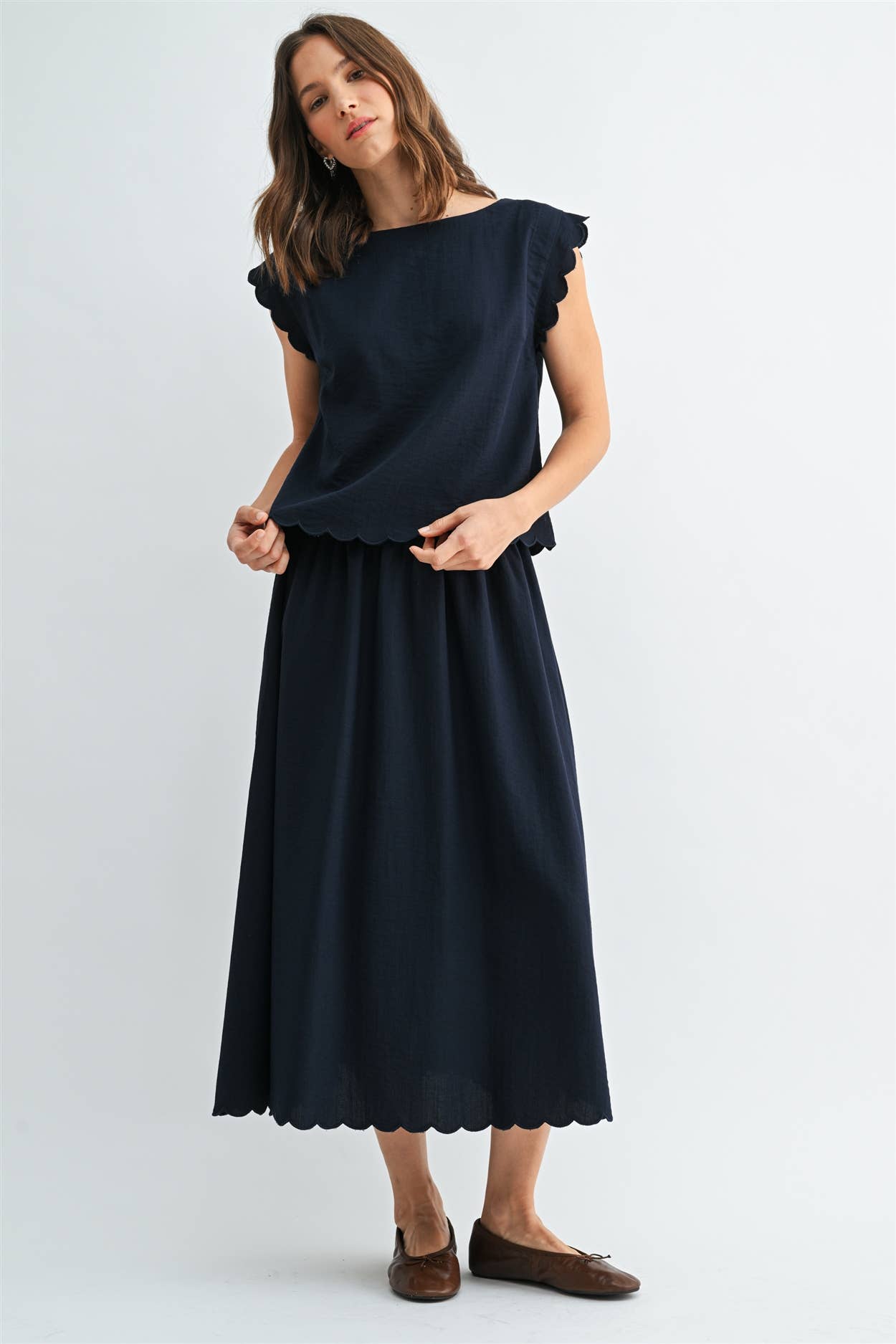 SCALLOP EDGE MAXI SKIRT - PRE ORER
