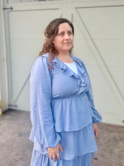 COTTON TIERED RUFFLE MAXI DRESS